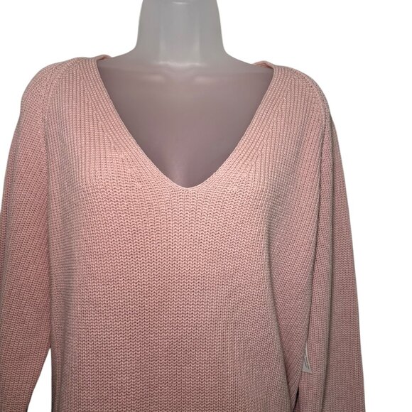 Goodthreads Vintage Pink Cotton V-Neck Tunic Sweater XXL NWT Soft Knit - Picture 3 of 6